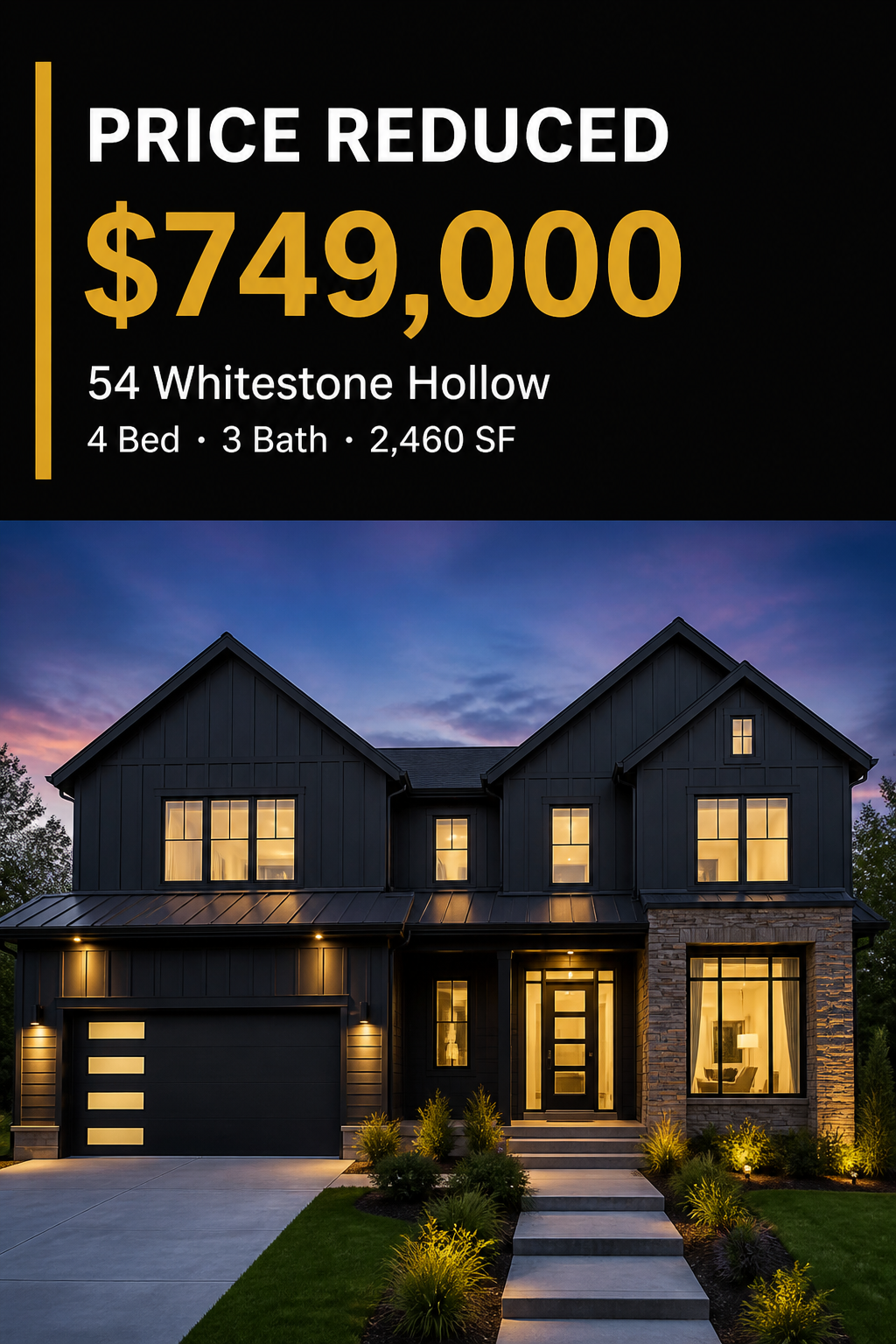 Price reduced flyer for 54 Whitestone Hollow